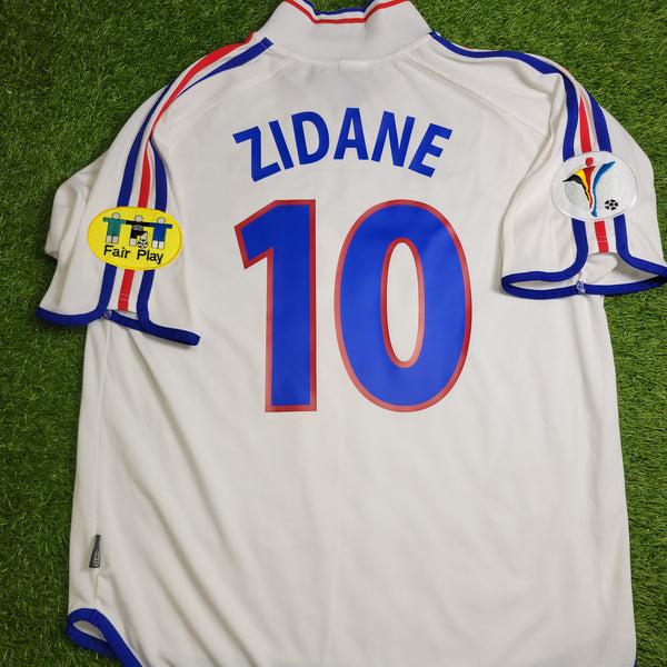 Zidane France 2000 EURO CUP Away Soccer Jersey L