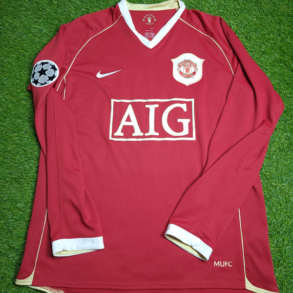 Cristiano Ronaldo Manchester United 2006 2007 UEFA Home Long Sleeve Jersey Shirt M SKU# H6DHA 146815