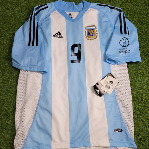 Batistuta Argentina 2002 WORLD CUP PLAYER ISSUE Home Soccer Jersey Shirt BNWT L SKU# 166723 AVG001