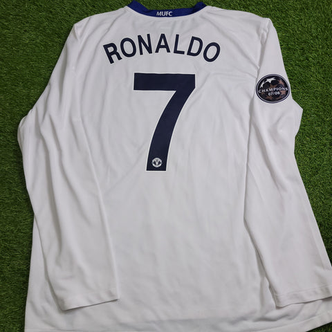 Cristiano Ronaldo Manchester United UEFA 2008 2009 Away Blue Long Sleeve Jersey Shirt L SKU# 287616-403 (Copy)