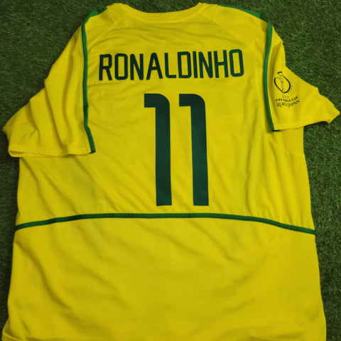 Ronaldinho Brazil 2002 WORLD CUP Soccer Home Jersey Shirt XL