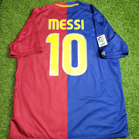 Messi Barcelona TREBLE SEASON 2008 2009 Home Soccer Jersey Shirt L SKU# 286784-655