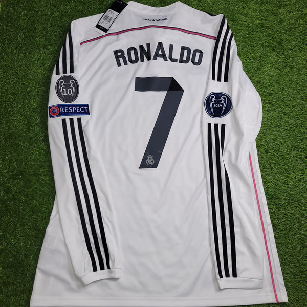 Cristiano Ronaldo Real Madrid 2014 2015 Home Long Sleeve UEFA Soccer Jersey Shirt BNWT L SKU# F49660