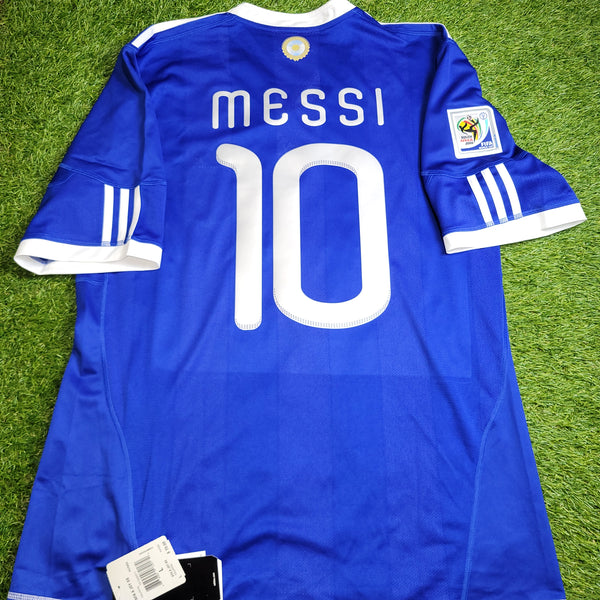 Messi Argentina 2010 WORLD CUP Away Soccer Jersey Shirt BNWT L SKU# P47053 AZB001