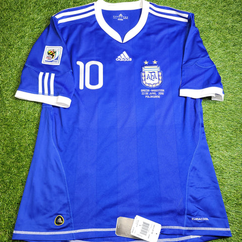 Messi Argentina 2010 WORLD CUP Away Soccer Jersey Shirt BNWT L SKU# P47053 AZB001