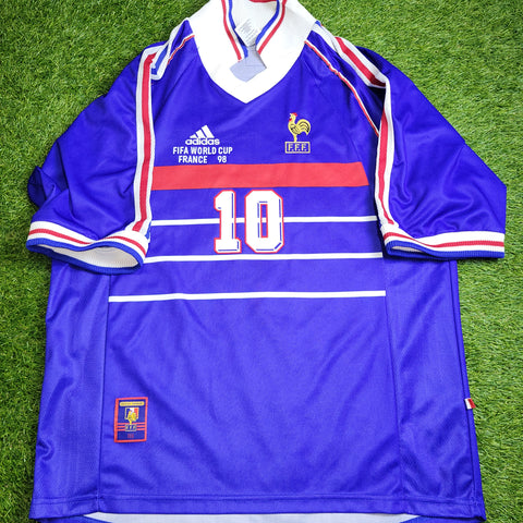 Zidane France 1998 WORLD CUP FINAL Home Soccer Jersey Shirt L