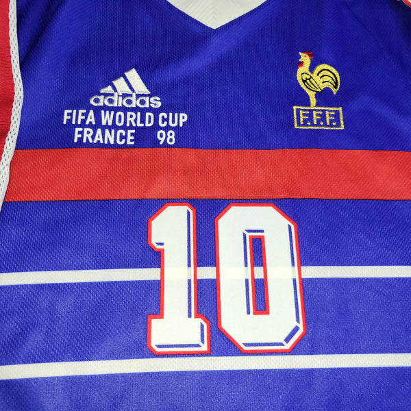 Zidane France 1998 WORLD CUP FINAL Home Soccer Jersey Shirt L