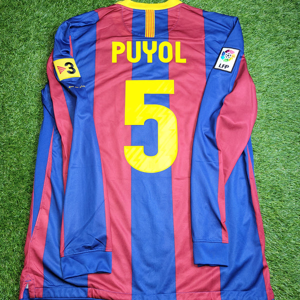 Puyol Barcelona Home 2010 2011 Long Sleeve Soccer Jersey Shirt L SKU# 382355-486