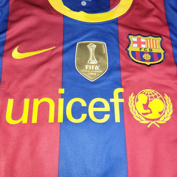 Puyol Barcelona Home 2010 2011 Long Sleeve Soccer Jersey Shirt L SKU# 382355-486