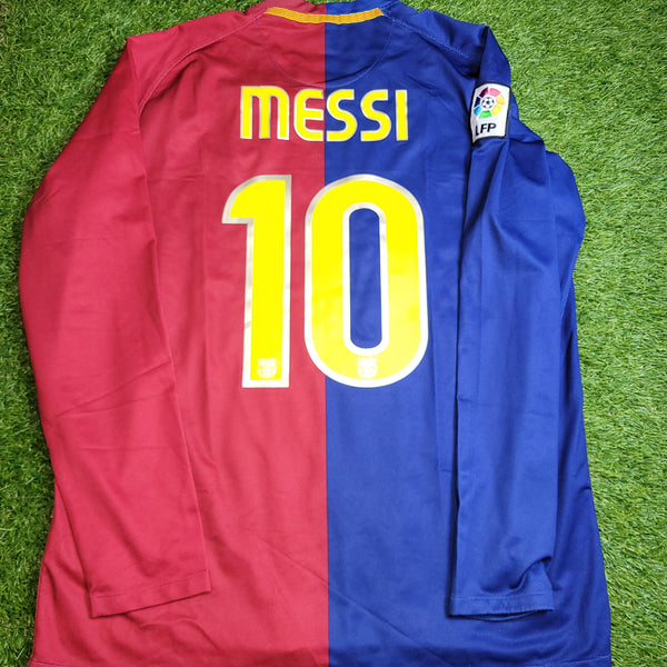 Messi Barcelona TREBLE SEASON 2008 2009 Long Sleeve Soccer Jersey Shirt L SKU# 286785-655