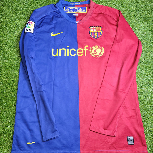 Messi Barcelona TREBLE SEASON 2008 2009 Long Sleeve Soccer Jersey Shirt L SKU# 286785-655