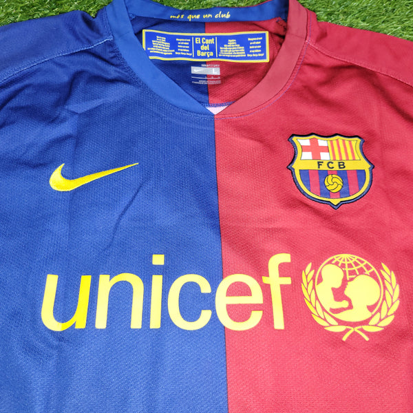 Messi Barcelona TREBLE SEASON 2008 2009 Long Sleeve Soccer Jersey Shirt L SKU# 286785-655