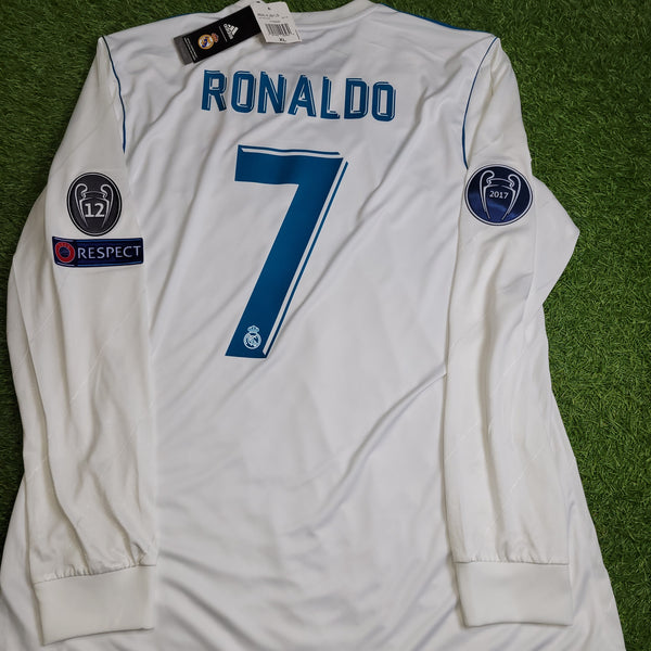 Cristiano Ronaldo Real Madrid 2017 2018 LAST GAME UEFA FINAL Long Sleeve Soccer Jersey Shirt BNWT XL SKU# B31106