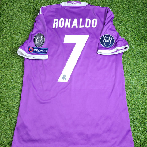 Cristiano Ronaldo Real Madrid 2016 2017 UEFA FINAL Away Soccer Jersey Shirt M SKU# AI5158