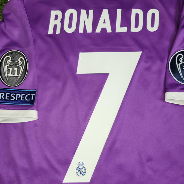 Cristiano Ronaldo Real Madrid 2016 2017 UEFA FINAL Away Soccer Jersey Shirt M SKU# AI5158