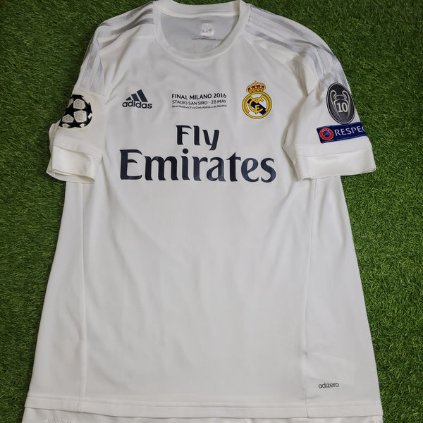 Modric Real Madrid 2015 2016 UEFA FINAL ADIZERO PLAYER ISSUE Soccer Jersey Shirt L SKU# S12654