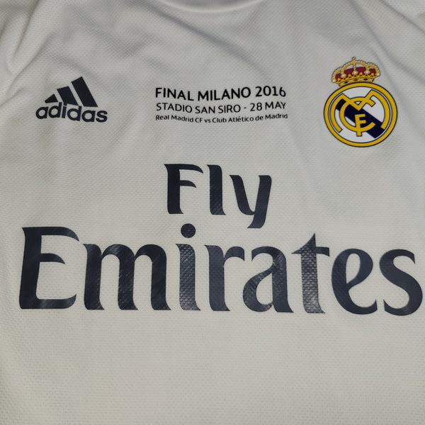 Modric Real Madrid 2015 2016 UEFA FINAL ADIZERO PLAYER ISSUE Soccer Jersey Shirt L SKU# S12654