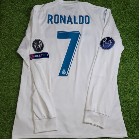 Cristiano Ronaldo Real Madrid 2017 2018 LAST GAME UEFA FINAL Long Sleeve Soccer Jersey Shirt M SKU#  B31106