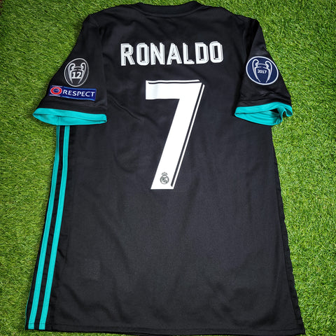 Cristiano Ronaldo Real Madrid 2017 2018 UEFA Away Soccer Jersey Shirt M SKU# BR3543