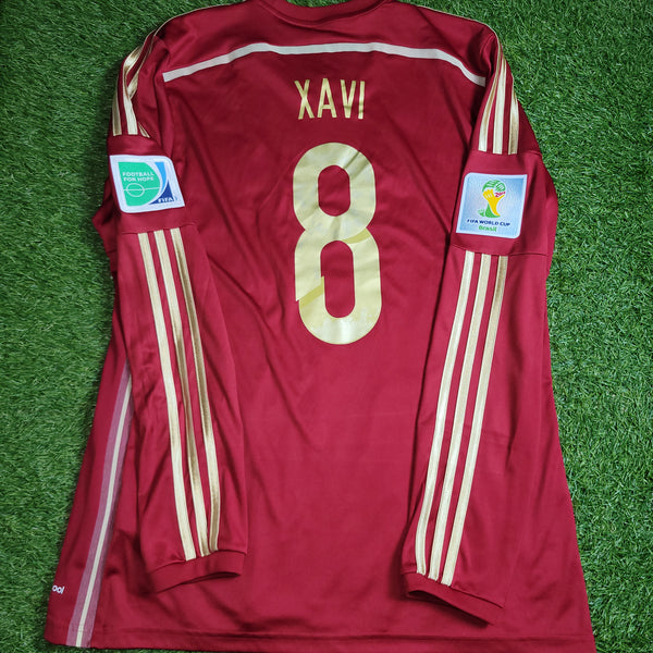 Xavi Spain 2014 WORLD CUP Long Sleeve Soccer Jersey Shirt L SKU# M60434