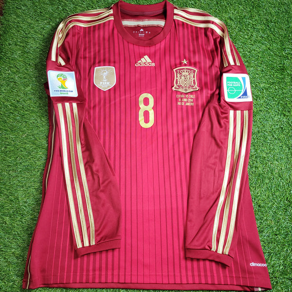 Xavi Spain 2014 WORLD CUP Long Sleeve Soccer Jersey Shirt L SKU# M60434