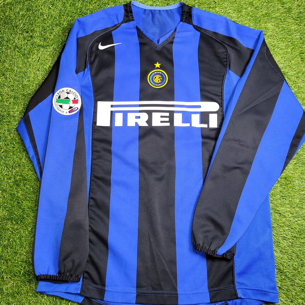 Adriano Inter Milan 2004 2005 Long Sleeve Soccer Jersey Shirt M Nike