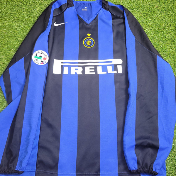 Adriano Inter Milan 2004 2005 Long Sleeve Soccer Jersey Shirt XL Nike