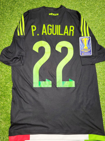 Aguilar Mexico 2015 GOLD CUP MATCH WORN Soccer Jersey Shirt M SKU# M35999 Adidas