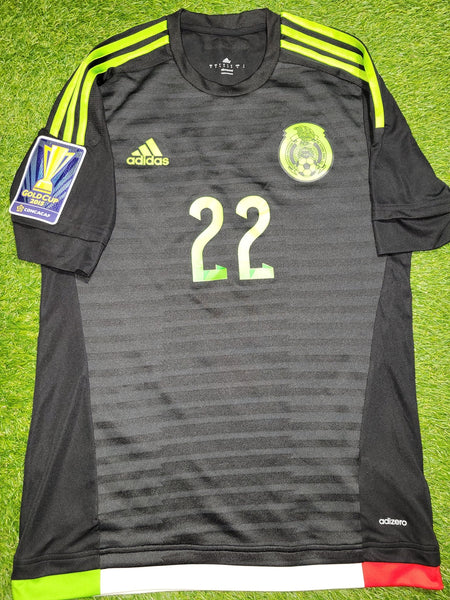 Aguilar Mexico 2015 GOLD CUP MATCH WORN Soccer Jersey Shirt M SKU# M35999 Adidas