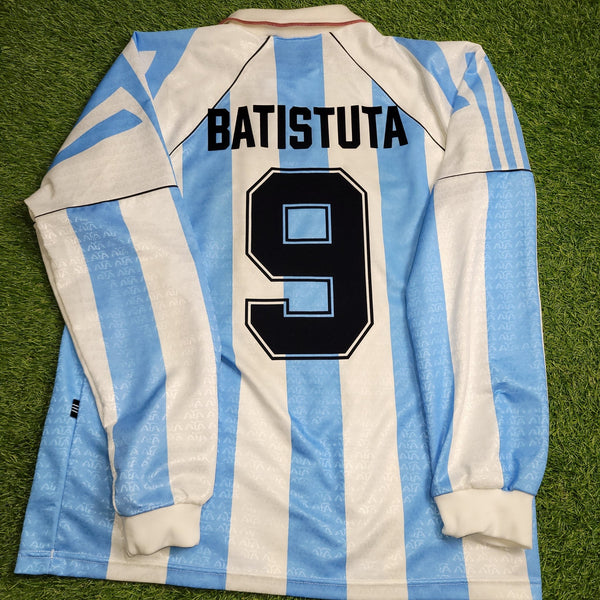 Batistuta Argentina 1996 1997 COPA AMERICA Home Long Sleeve Soccer Jersey Shirt L Adidas