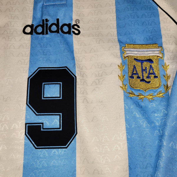 Batistuta Argentina 1996 1997 COPA AMERICA Home Long Sleeve Soccer Jersey Shirt L Adidas