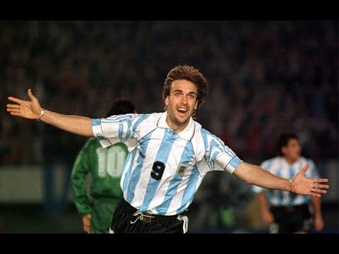 Batistuta Argentina 1996 1997 COPA AMERICA Home Long Sleeve Soccer Jersey Shirt L Adidas