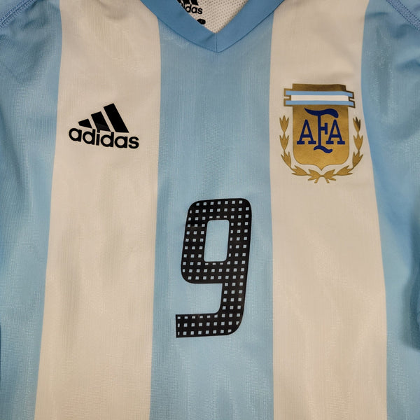 Batistuta Argentina 2002 WORLD CUP PLAYER ISSUE Home Soccer Jersey Shirt BNWT L SKU# 166723 AVG001 Adidas