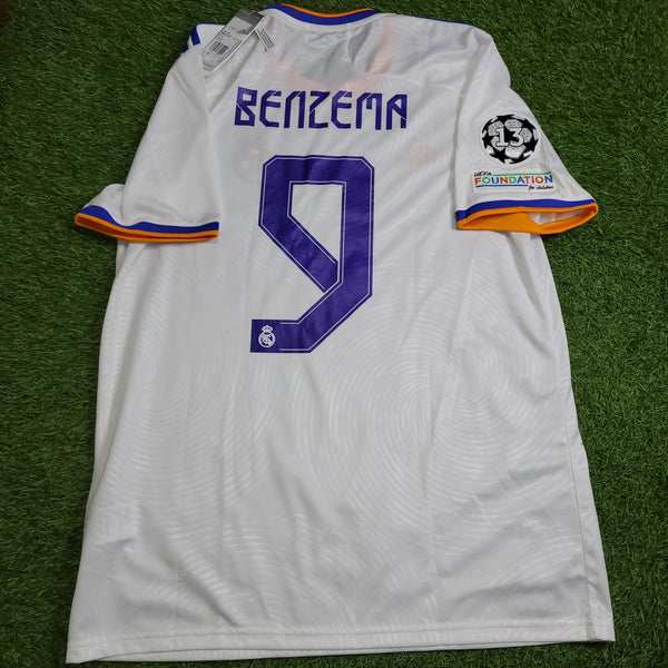 Benzema Real Madrid 2021 2022 UEFA FINAL Home Soccer Jersey Shirt BNWT L SKU# GQ1359 Adidas