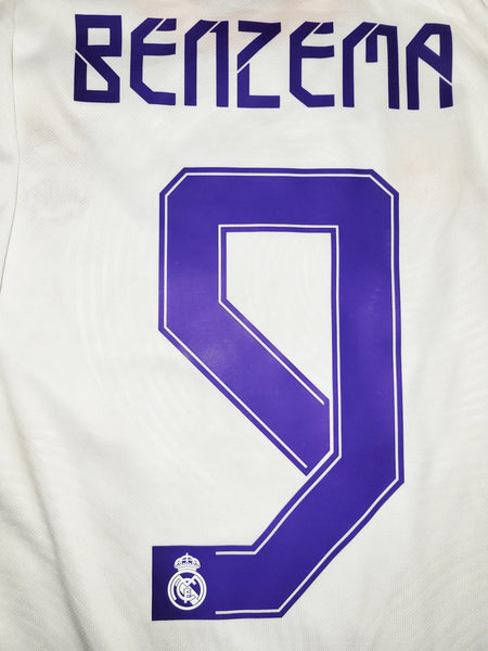 Benzema Real Madrid 2021 2022 UEFA FINAL Home Soccer Jersey Shirt XL SKU# GQ1359 Adidas