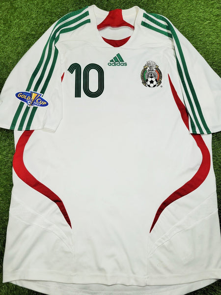 Blanco Mexico 2007 GOLD CUP Away Soccer Jersey Shirt M SKU# 642446 Adidas