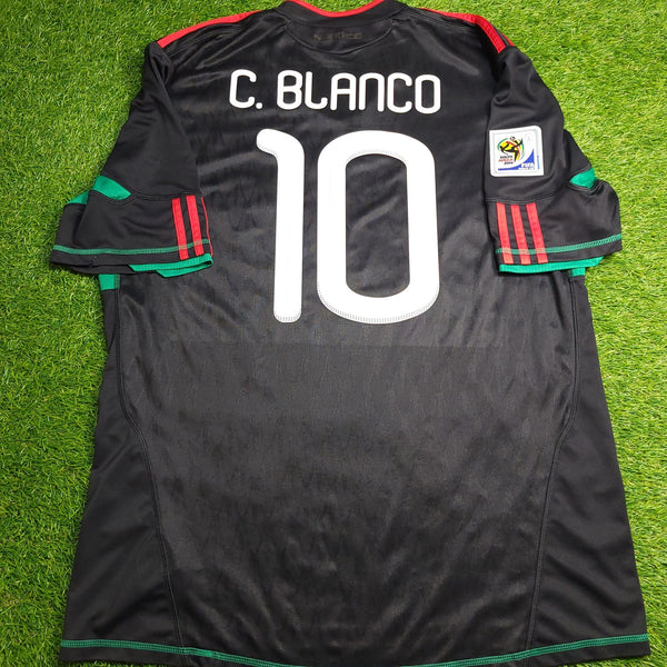 Blanco Mexico 2010 WORLD CUP Away Black Soccer Jersey Shirt XL SKU# P41397 Adidas