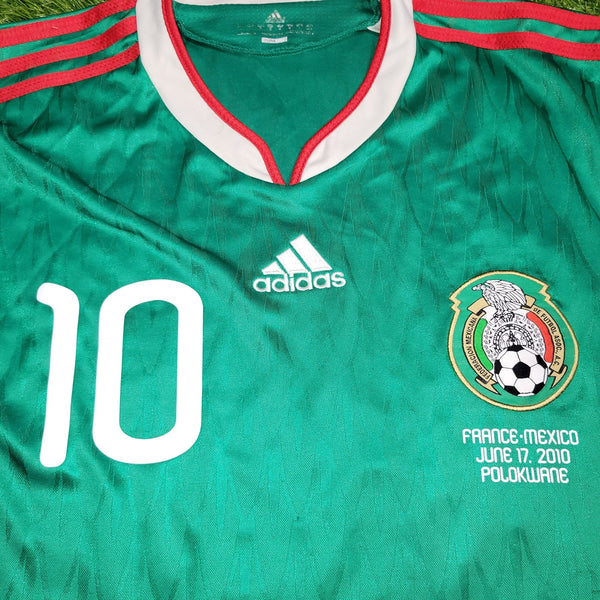 Blanco Mexico 2010 WORLD CUP Home Long Sleeve Soccer Jersey Shirt M SKU# P41409 Adidas