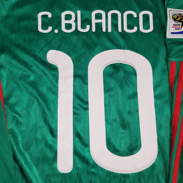 Blanco Mexico 2010 WORLD CUP Home Long Sleeve Soccer Jersey Shirt M SKU# P41409 Adidas