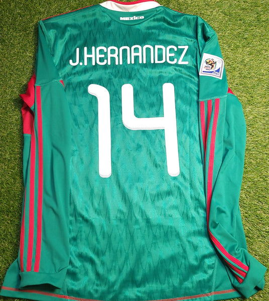 Chicharito Mexico 2010 WORLD CUP Home Long Sleeve Soccer Jersey Shirt L SKU# P41409 Adidas