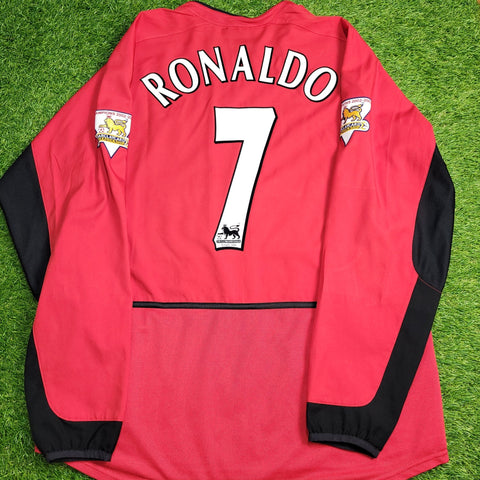 Cristiano Ronaldo Manchester United 2003 2004 DEBUT SEASON Home Long Sleeve Soccer Jersey Shirt L SKU# F20610DHA 184948 Nike