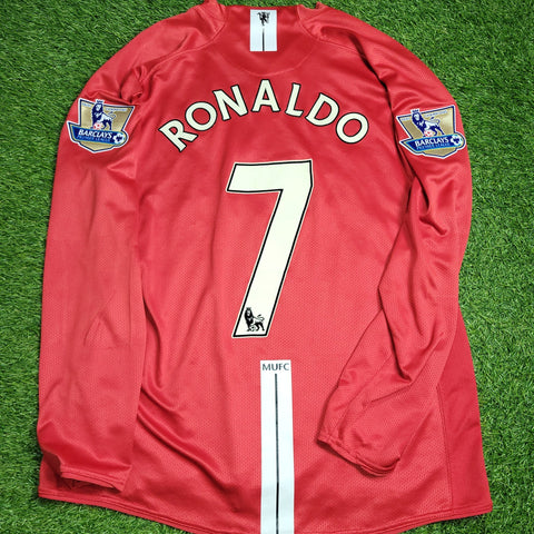 Cristiano Ronaldo Manchester United 2007 2008 Home Long Sleeve Soccer Jersey Shirt L SKU# 237925 - 666 Nike