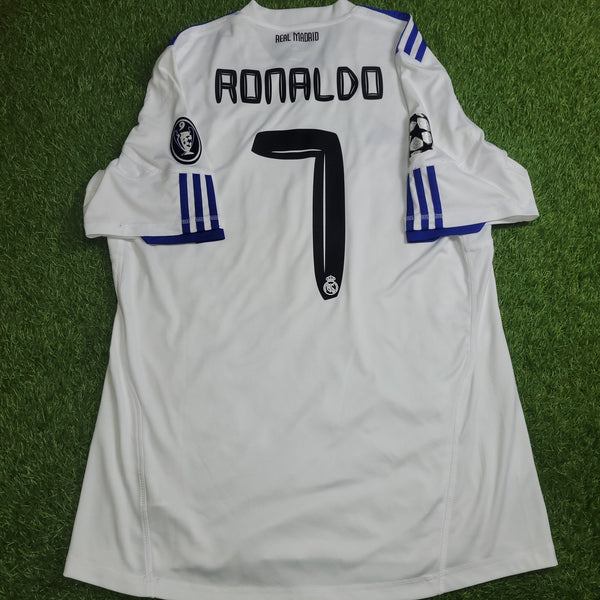 Cristiano Ronaldo Real Madrid 2010 2011 UEFA Home Soccer Jersey Shirt L SKU# P96001 Adidas