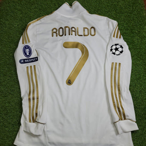 Cristiano Ronaldo Real Madrid 2011 2012 UEFA Long Sleeve Soccer Jersey Shirt L SKU# V13658 Adidas