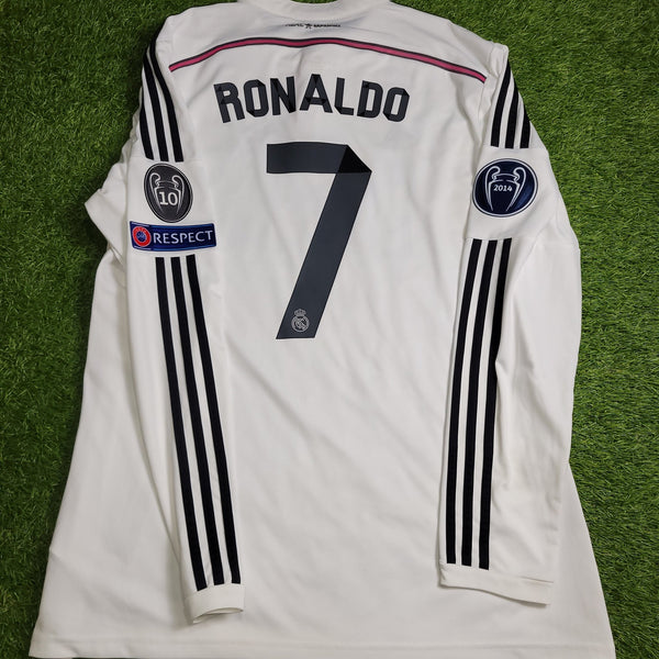 Cristiano Ronaldo Real Madrid 2014 2015 Long Sleeve UEFA Soccer Jersey Shirt XL SKU# F49660 Adidas