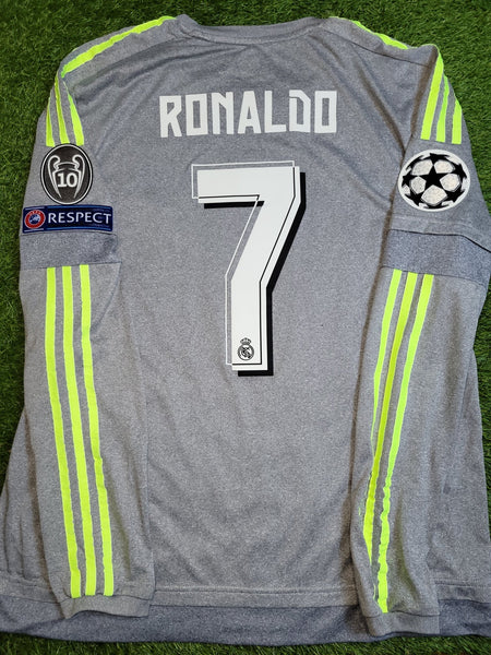 Cristiano Ronaldo Real Madrid 2015 2016 Away Long Sleeve Soccer Jersey Shirt L SKU# S12686 Adidas