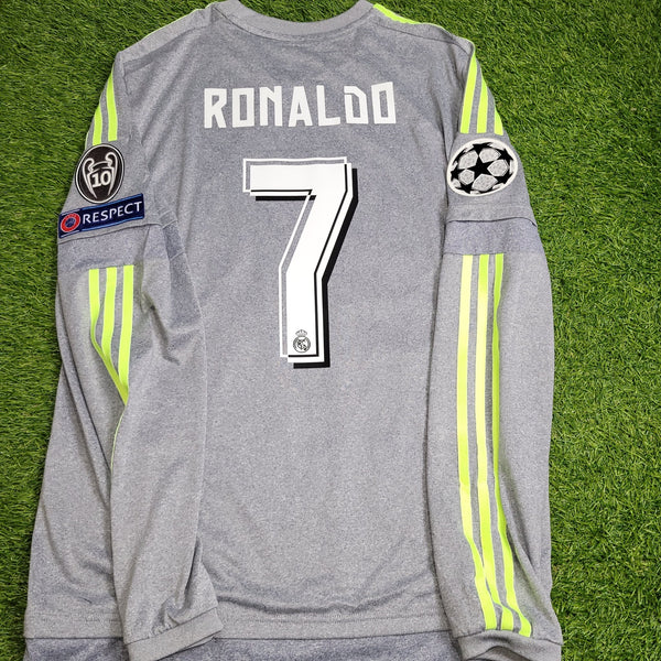 Cristiano Ronaldo Real Madrid 2015 2016 Away Long Sleeve Soccer Jersey Shirt L SKU# S12686 Adidas