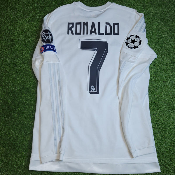 Cristiano Ronaldo Real Madrid 2015 2016 Long Sleeve UEFA FINAL Soccer Jersey Shirt L SKU# S12653 Adidas