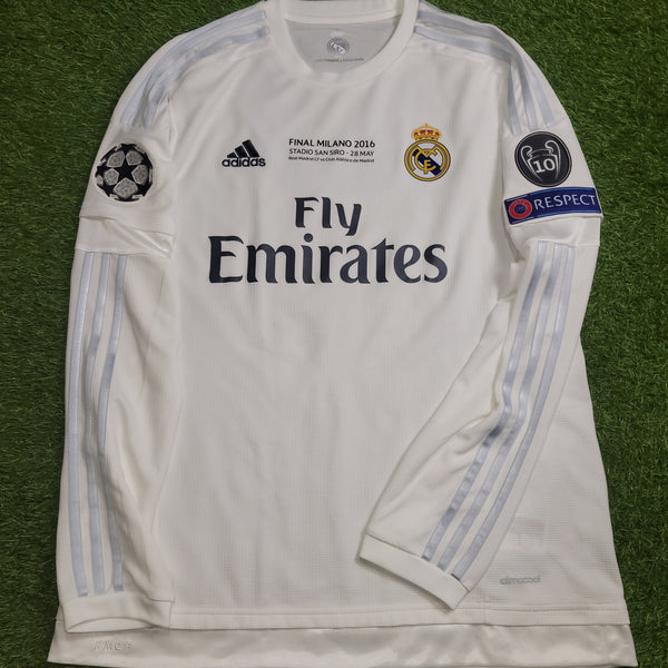 Cristiano Ronaldo Real Madrid 2015 2016 Long Sleeve UEFA FINAL Soccer Jersey Shirt L SKU# S12653 Adidas