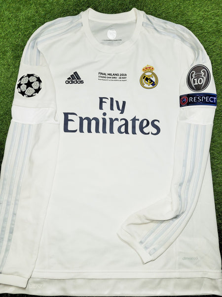 Cristiano Ronaldo Real Madrid 2015 2016 Long Sleeve UEFA FINAL Soccer Jersey Shirt L SKU# S12653 Adidas